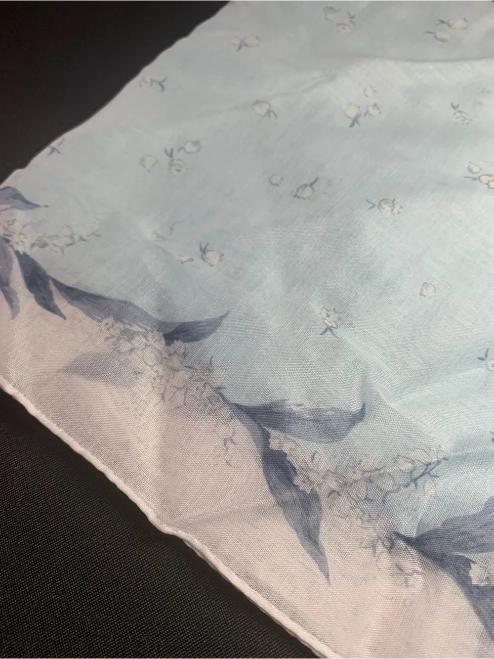 Dior Light Blue and Navy Floral Cotton Mini Scarf